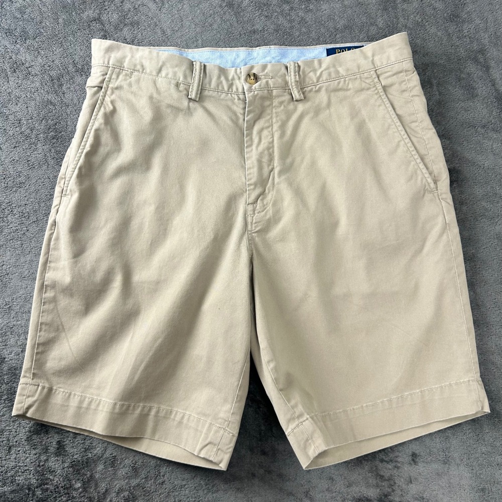 Polo Ralph Lauren Mens 32 Stretch Classic Fit Chino Shorts Khaki Tan 9 Inseam